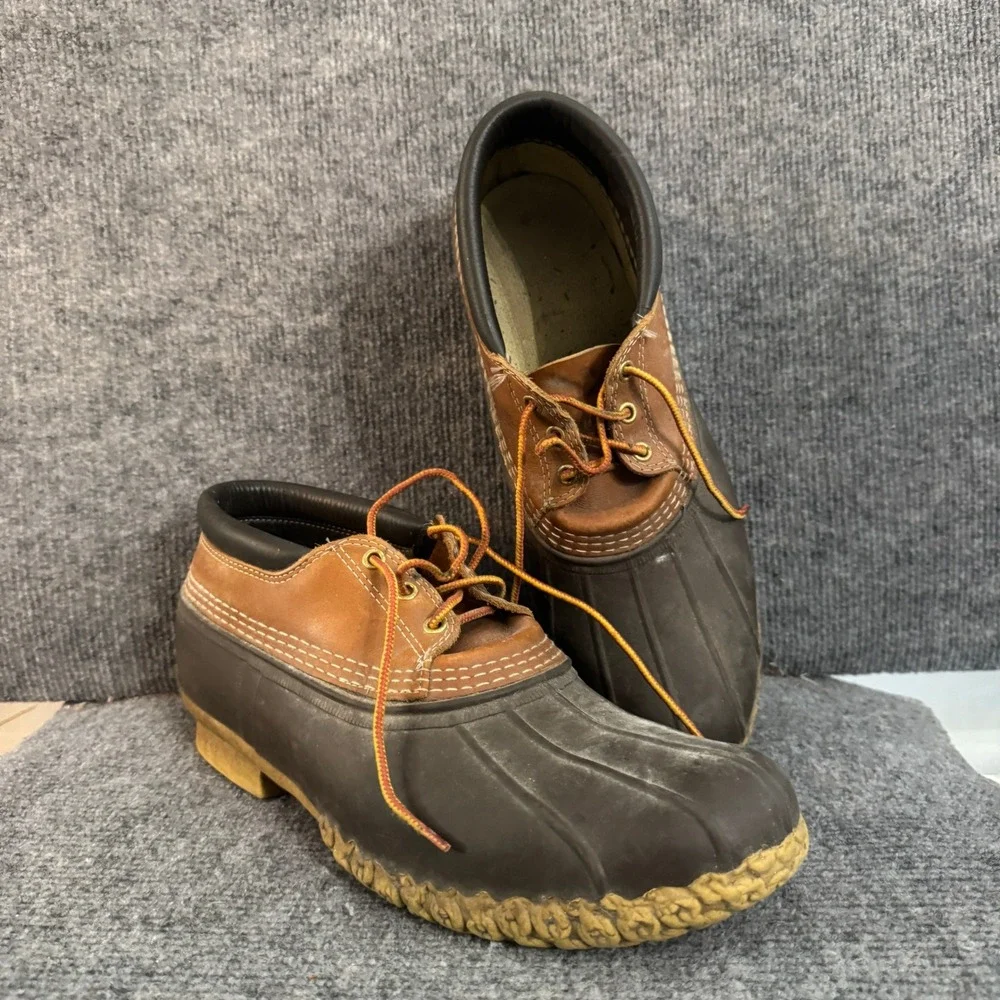 LL Bean Boots Mens 12 M Gumshoe Low Duck Boots Tan Brown Waterproof Made in USA